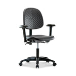 E Com Seatin Polyurethane Desk-Height Chair with Medium Back and Arm Rests, Black - PDHCH-MB-RG-T1-A1-RC-BLK - 1 Each