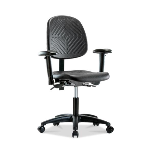 E Com Seatin Polyurethane Desk-Height Chair with Medium Back and Arm Rests, Black - PDHCH-MB-RG-T1-A1-RC-BLK - 1 Each