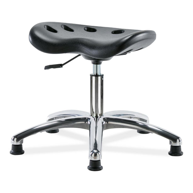 E Com Seatin Polyurethane Tractor Desk-Height Stool, Pu, Desk Height, Chrome, Glide, Black - PTDHSL-CR-RG-BLK - 1 Each