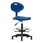 E Com Seatin Bench-Height Chair, Erie Pu, High, Chrom Fr, Glides, Blue - TPHBCH-RG-A0-CF-RG-BLU - 1 Each