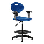 E Com Seatin Bench-Height Chair, Erie Pu, High, Blk Fr, Arm, Glides, Blu - TPHBCH-RG-A1-BF-RG-BLU - 1 Each
