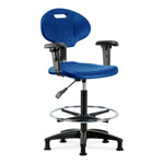 E Com Seatin Bench-Height Chair, Erie Pu, High, Chr Fr, Arm, Glides, Blu - TPHBCH-RG-A1-CF-RG-BLU - 1 Each