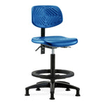 E Com Seatin High Bench-Height Chair, Polyurethane, Seat Tilt, Black Foot Ring, Glides, Blue - PHBCH-RG-T1-A0-BF-RG-BLU - 1 Each