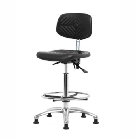Eo2 Concepts Class 10 Cleanroom PU High Bench-Height Chairs CLR-PHBCH-CR-CF-RG-BLK - 1.0 Each