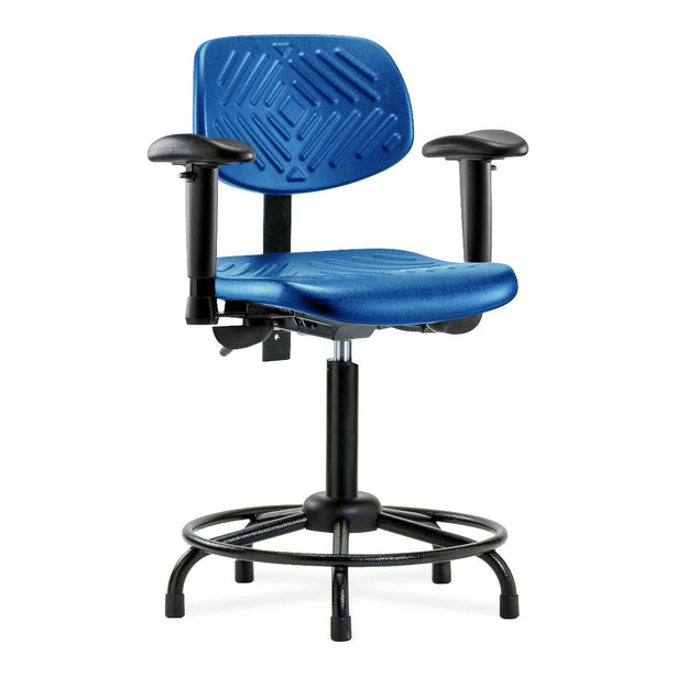 E Com Seatin, Inc. Polyurethane Medium Bench-Height Chairs PMBCH-RT-T1-A1-RG-BLU 1.0 Each-MDL-EOCPM1A1RGBLU