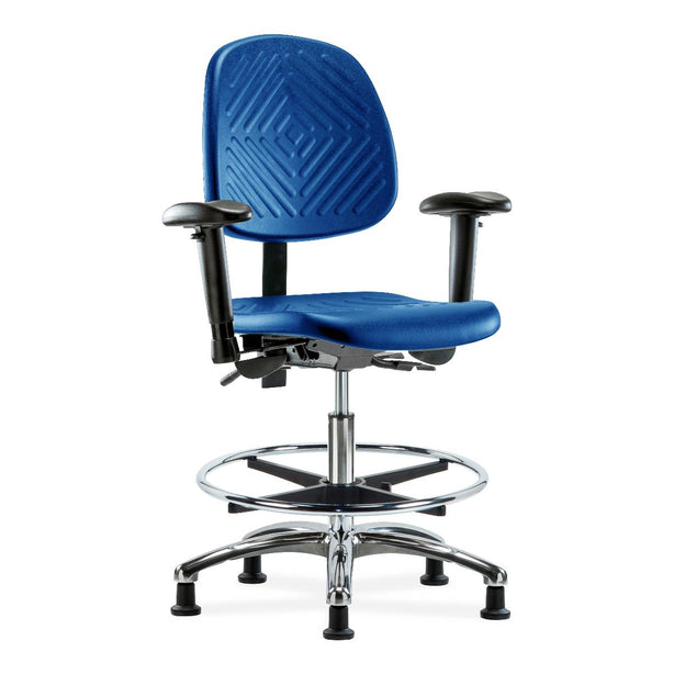 E Com Seatin, Inc. Polyurethane Medium Bench-Height Chairs PMBCH-MB-CR-T0-A1-CF-RG-BLU 1.0 Each-MDL-EOCPMB0ACGBLU