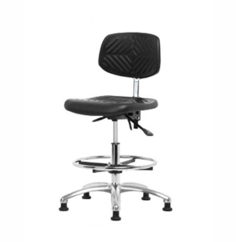 Eo2 Concepts Class 10 Cleanroom PU Medium Bench-Height Chairs CLR-PMBCH-CR-CF-RG-BLK - 1.0 Each