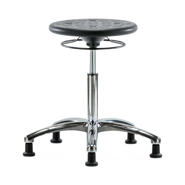 E Com Seatin Clean Room Stools Huron Class 10 Medium Bench-Height Chair, Polyurethane, Glides, Black - CLR-IPMBSO-CR-NF-RG-BLK - 1 Each