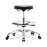 Eo2 Concepts E Com Seating PU Bench-Height Cleanroom Stool, Polyurethane, Chrome Foot Ring, Casters, Adjustable Height, 18" to 26" H, Black - EOCPMBSOCRCC