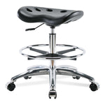 E Com Seatin Polyurethane Tractor Medium Bench-Height with Foot Rest Stool, Pu, Med, Chrome, Chr Fr, Caster, Black - PTMBSL-CR-CF-CC-BLK - 1 Each