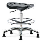 E Com Seatin Polyurethane Tractor Medium Bench-Height with Foot Rest Stool, Pu, Med, Chrome, Chr Fr, Glides, Black - PTMBSL-CR-CF-RG-BLK - 1 Each