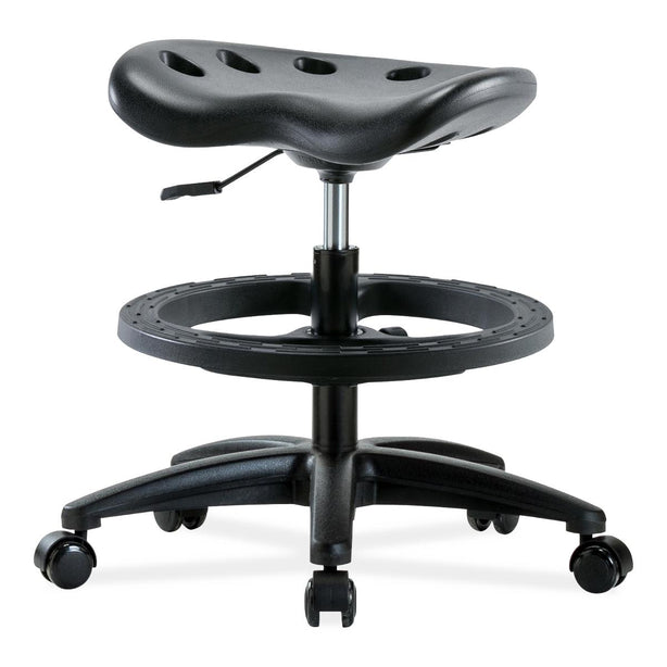 E Com Seatin, Inc. Polyurethane Tractor Medium-High Stools with Foot Ring PTMBSL-RG-BF-RC-BLK 1.0 Each-MDL-EOCPMRGBFRCBK