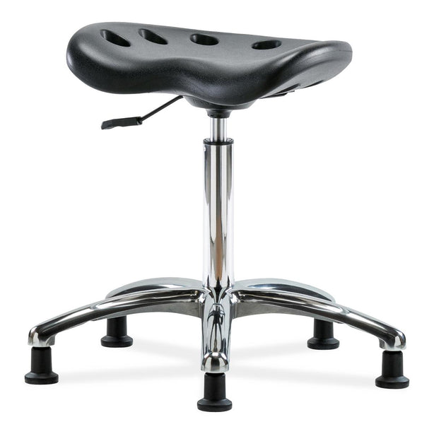 E Com Seatin Polyurethane Tractor Medium Bench-Height Stool, Pu, Med, No Foot Ring, Glides, Black - PTMBSL-RG-NF-RG-BLK - 1 Each