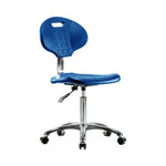 E Com Seatin Class 10 Clean Room Erie Medium Bench-Height Chair, Polyurethane, Casters, Blue - CLR-TPMBCH-CR-A0-NF-CC-BLU - 1 Each