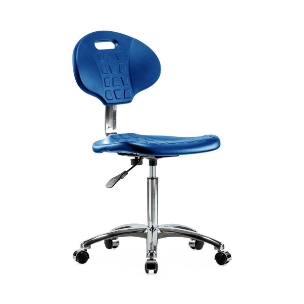 E Com Seatin Class 10 Clean Room Erie Medium Bench-Height Chair, Polyurethane, Casters, Blue - CLR-TPMBCH-CR-A0-NF-CC-BLU - 1 Each