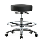 E Com Seatin Ecom Desk-Height Stool with Back, No Foot Ring, Casters, Black Base, Black Vinyl - VDHST-RG-T0-RC-8540 - 1 Each