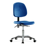 E Com Seatin Desk-Height Chair, Polyurethane, Medium Back, Seat Tilt, Glides, Chrome Frame, Blue - PDHCH-MB-CR-T1-A0-RG-BLU - 1 Each