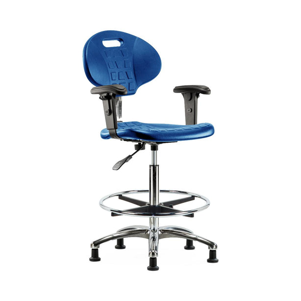 E Com Seatin, Inc. Erie Class 100 Clean Room High Bench-Height Chairs CLR-TPHBCH-CR-A1-CF-RG-BLU 1.0 Each-MDL-EOCRT1CFRGBLU