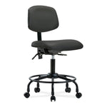 E Com Seatin E Seating Vinyl Desk-Height Chair with Round Tube Base, Tilt, No Armrests, Casters, Charcoal - VDHCH-RT-T1-A0-RC-8605 - 1 Each