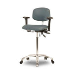 Eo2 Concepts NCR-VMBCH-CR-T0-A1-NF-CC-8546 Class 100 Cleanroom Medium Bench-Height Chair, Vinyl, Medium Back, Casters, Colonial Blue - 1 Each
