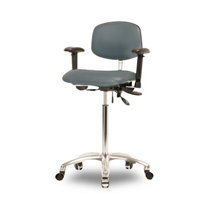Eo2 Concepts NCR-VMBCH-CR-T0-A1-NF-CC-8546 Class 100 Cleanroom Medium Bench-Height Chair, Vinyl, Medium Back, Casters, Colonial Blue - 1 Each