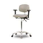 Eo2 Concepts NCR-VMBCH-CR-T0-A1-NF-CC-8567 Class 100 Cleanroom Medium Bench-Height Chair, Vinyl, Medium Back, Casters, Dove - 1 Each