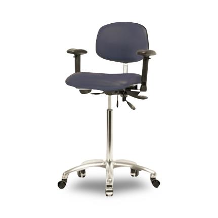 Eo2 Concepts NCR-VMBCH-CR-T0-A1-NF-CC-8582 Class 100 Cleanroom Medium Bench-Height Chair, Vinyl, Medium Back, Casters, Imperial Blue - 1 Each