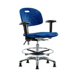 E Com Seatin, Inc. Newport Class 100 Clean Room Industrial Desk-Height Chairs CLR-HPMBCH-CR-T1-A1-CF-RG-BLU 1.0 Each-MDL-EOCT1A1FRGBLU