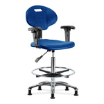 E Com Seatin Bench-Height Chair, Erie Pu, Chr, High, Fr, Arm, Glides, Blu - TPHBCH-CR-A1-CF-RG-BLU - 1 Each