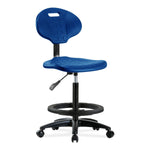 E Com Seatin Bench-Height Chair, Erie Pu, High, Black Fr, Caster, Blue - TPHBCH-RG-A0-BF-RC-BLU - 1 Each