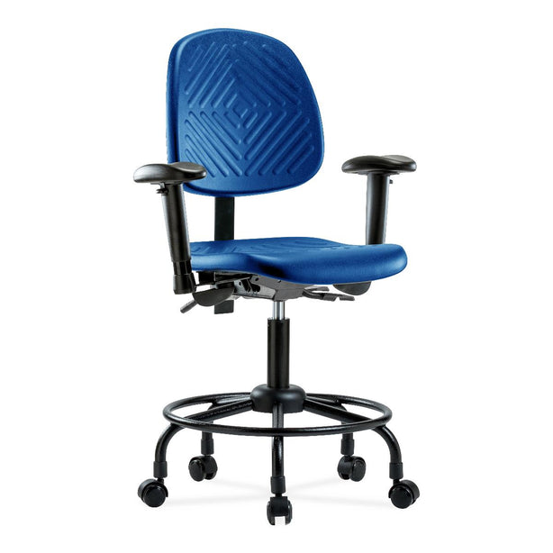 E Com Seatin, Inc. Polyurethane Desk-Height Chairs PDHCH-MB-RT-T1-A1-RC-BLU 1.0 Each-MDL-EOCTT1A1RCBLU