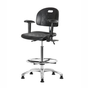 Eo2 Concepts Class 100 Cleanroom Newport PU High Bench-Height Chair CLR-HPHBCH-CR-T1-A1-CF-RG-BLK - 1.0 Each