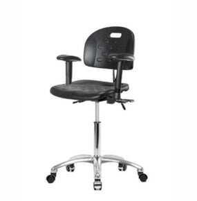 Eo2 Concepts Class 100 Cleanroom Newport PU Medium Bench-Height Chair CLR-HPMBCH-CR-T1-A1-NF-CC-BLK - 1.0 Each