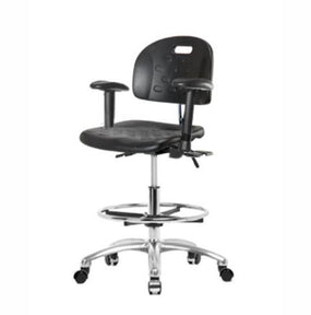 Eo2 Concepts Class 100 Cleanroom Newport PU Medium Bench-Height Chair CLR-HPMBCH-CR-T1-A1-CF-CC-BLK - 1.0 Each