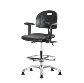 Eo2 Concepts Class 100 Cleanroom Newport PU Medium Bench-Height Chair CLR-HPMBCH-CR-T1-A1-CF-RG-BLK - 1.0 Each