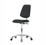 Eo2 Concepts w / Class 10 Cleanroom Vinyl Medium Bench-Height Chair with Medium Back, Adjustable Height, 22" x 29" H, No Armrests, No Foot Ring, Casters, Black - CLR-VMBCH-MB-CR-NF-CC-8540 - 1 Each