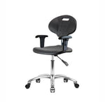 Eo2 Concepts PU Desk-Height Class 100 Cleanroom Erie Polyurethane Desk Chair, Adjustable Height, 17.5" to 22.5" H, Adjustable Armrests, Casters, Black - CLR-TPDHCH-CR-A1-CC-BLK - 1 Each