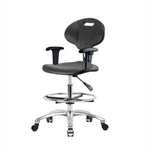 Eo2 Concepts Class 100 Cleanroom Erie PU Medium Bench-Height Chairs CLR-TPMBCH-CR-A1-CF-CC-BLK - 1.0 Each