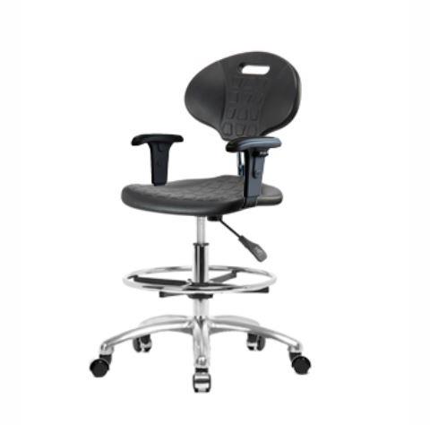 Eo2 Concepts Class 100 Cleanroom Erie PU Medium Bench-Height Chairs CLR-TPMBCH-CR-A1-CF-CC-BLK - 1.0 Each