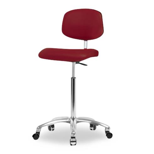 Eo2 Concepts Class 10 Cleanroom Chair, Medium Bench-Height, Vinyl, No Foot Ring, Casters, 20.5" to 28.5", Burgundy - CLR-VMBCH-CR-NF-CC-8569 - 1 Each