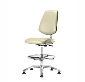 Eo2 Concepts Class 10 Cleanroom Vinyl Medium Bench-Height Chair w / Medium Back CLR-VMBCH-MB-CR-CF-RG-8501 - 1.0 Each