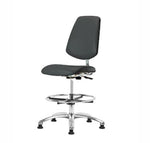 Eo2 Concepts w / Class 10 Cleanroom Vinyl Medium Bench-Height Chair with Medium Back, Adjustable Height, 22" x 29" H, No Armrests, Chrome Foot Ring, Glides, Charcoal - EOLRVMBMBG865