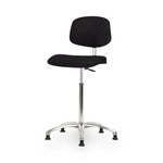 Eo2 Concepts Class 10 Cleanroom Chair, Medium Bench-Height, Vinyl, No Foot Ring, Glides, 20.5" to 28.5", Black - CLR-VMBCH-CR-NF-RG-8540 - 1 Each