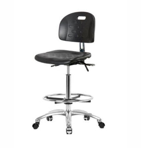 Eo2 Concepts Class 100 Cleanroom Newport PU High Bench-Height Chair CLR-HPHBCH-CR-T1-A0-CF-CC-BLK - 1.0 Each
