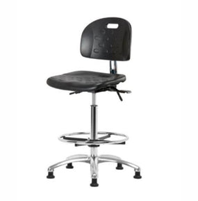 Eo2 Concepts Class 100 Cleanroom Newport PU High Bench-Height Chair CLR-HPHBCH-CR-T1-A0-CF-RG-BLK - 1.0 Each