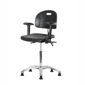 Eo2 Concepts Class 100 Cleanroom Newport PU Medium Bench-Height Chair CLR-HPMBCH-CR-T1-A1-NF-RG-BLK - 1.0 Each