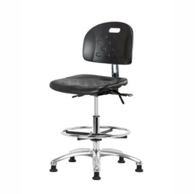 Eo2 Concepts Class 100 Cleanroom Newport PU Medium Bench-Height Chair CLR-HPMBCH-CR-T1-A0-CF-RG-BLK - 1.0 Each