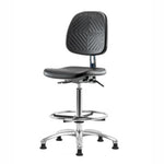 Eo2 Concepts Class 10 Cleanroom PU High Bench-Height Chairs with Medium Back CLR-PHBCH-MB-CR-CF-RG-BLK - 1.0 Each