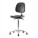 Eo2 Concepts PU Class 10 Cleanroom Polyurethane Medium Bench-Height Chair with Medium Back, Adjustable Height, 19.5" x 27.5" H, No Foot Ring, No Armrests, Glides, Black - CLR-PMBCH-MB-CR-NF-RG-BLK - 1 Each