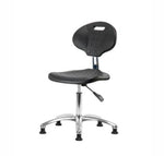 Eo2 Concepts PU Desk-Height Class 10 Cleanroom Erie Polyurethane Desk Chair, Adjustable Height, 17.5" to 22.5" H, No Armrests, Glides, Black - CLR-TPDHCH-CR-A0-RG-BLK - 1 Each